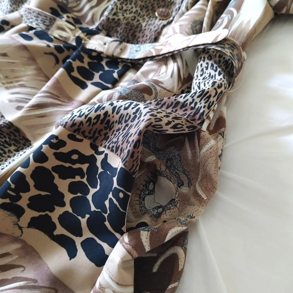 D'allaird's vintage 80s brown animal print belted midi dress. Size 16 - Picture 15 of 17